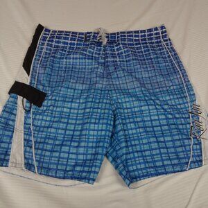 RON JON SURF SHOP BLUE CHECKERS BOARD SWIM SHORTS MENS SIZE 40 K432